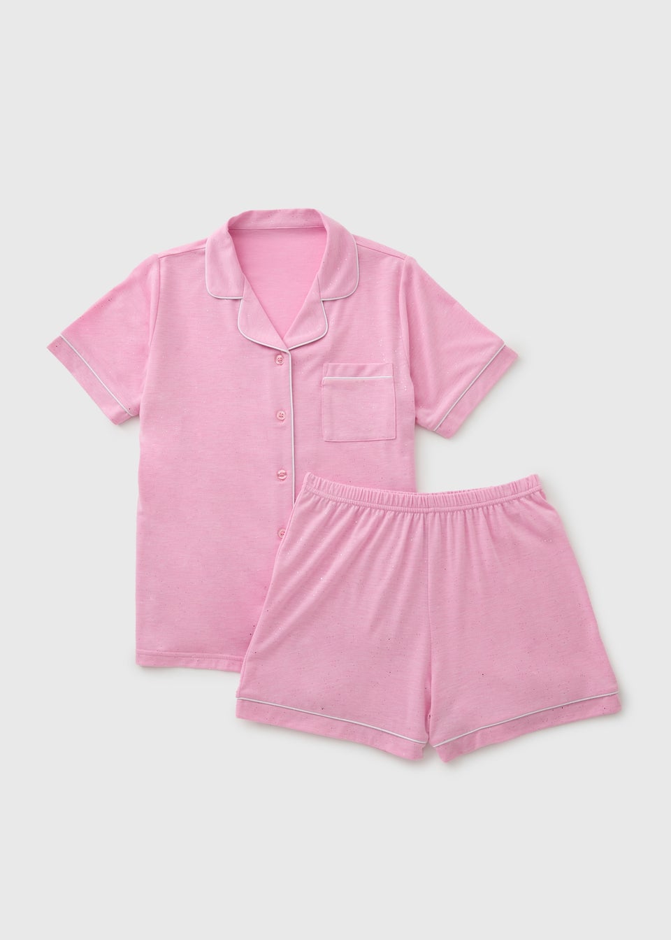Girls Pink Shimmer Button Pyjama Set (7-13yrs)