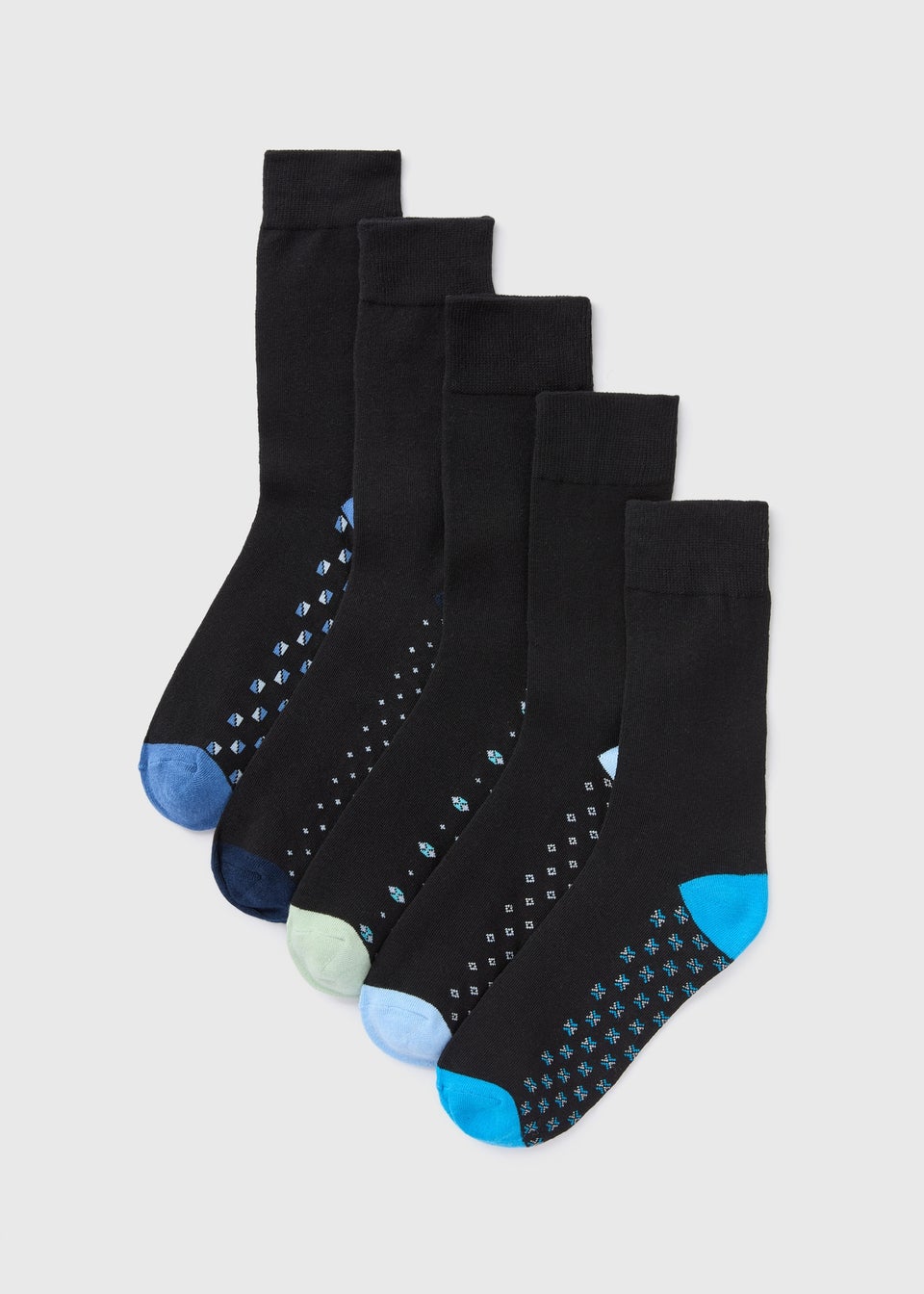 5 Pack Black Geometric Socks