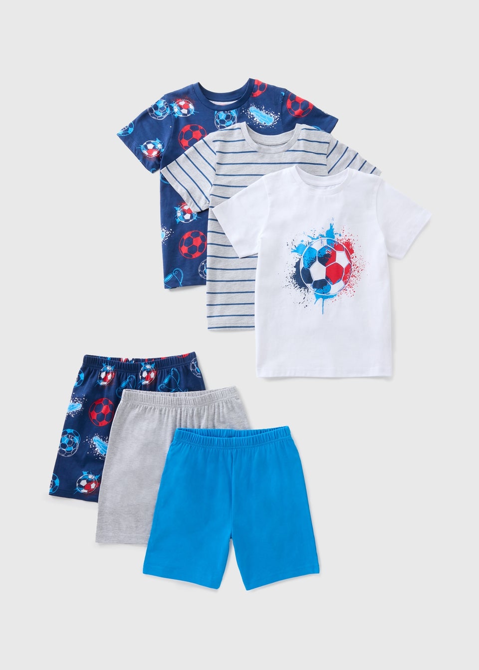 3 Pack Boys Football Pyjama Set (7-13yrs)
