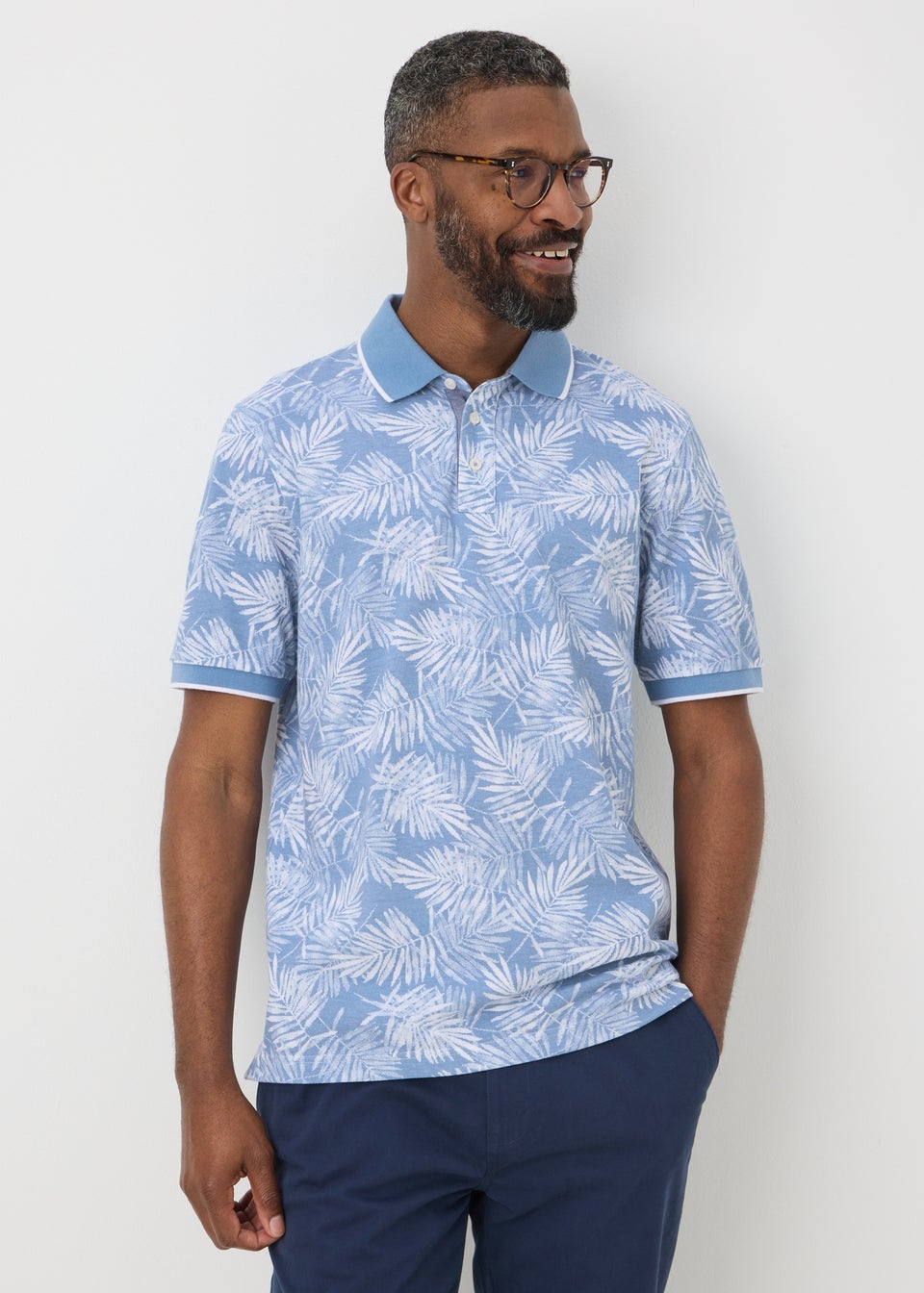 Lincoln Blue Palm Printed Polo Shirt