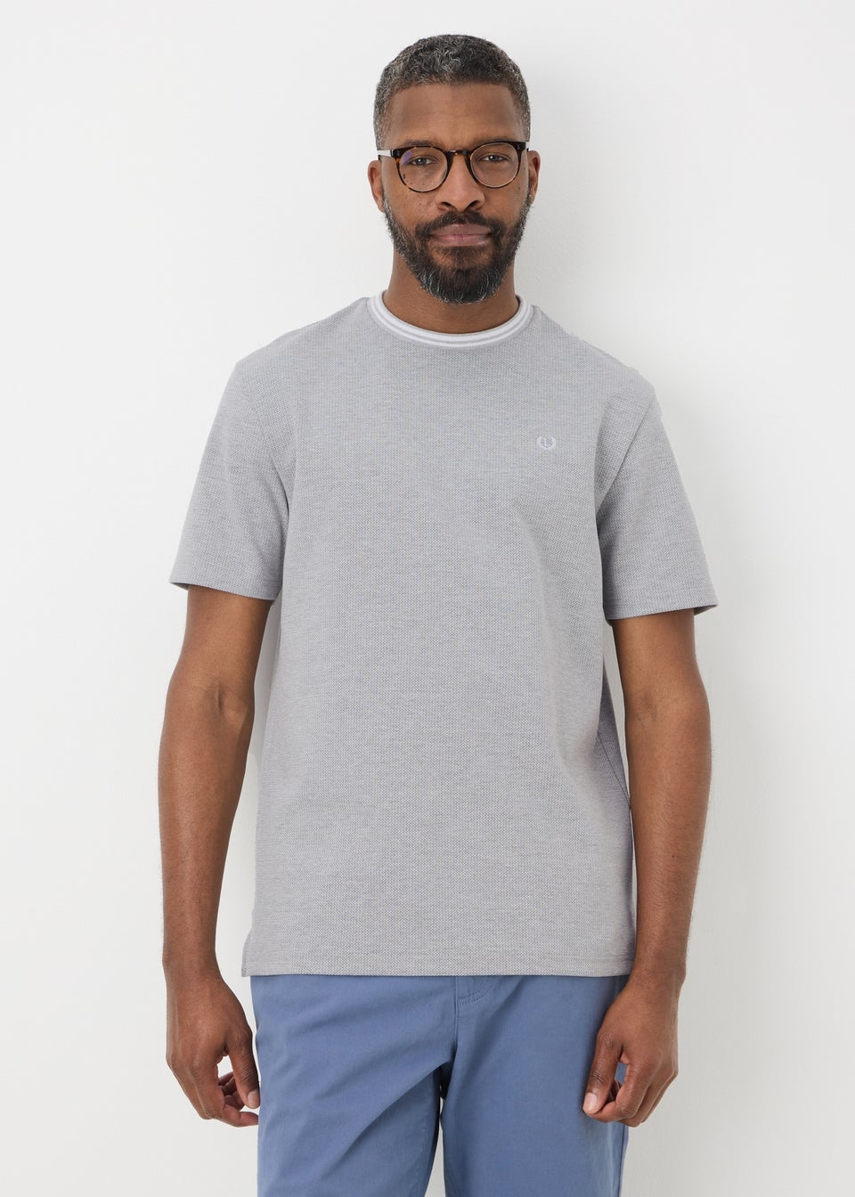 Lincoln Grey Textured Trim T-Shirt