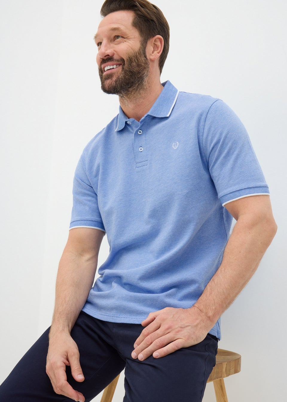 Lincoln Blue Textured Polo Shirt