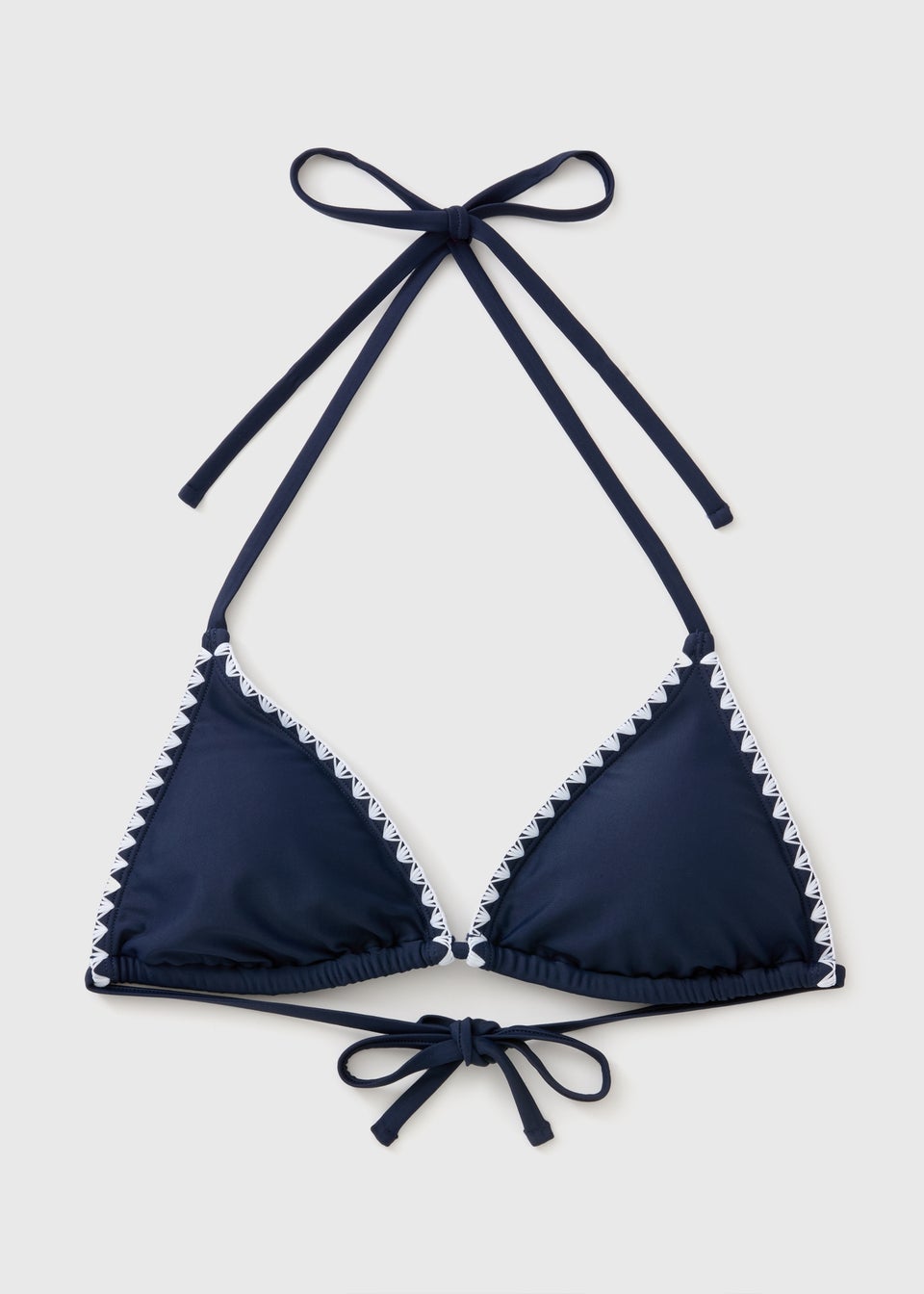 Navy Whip Stitch Triangle Bikini Top