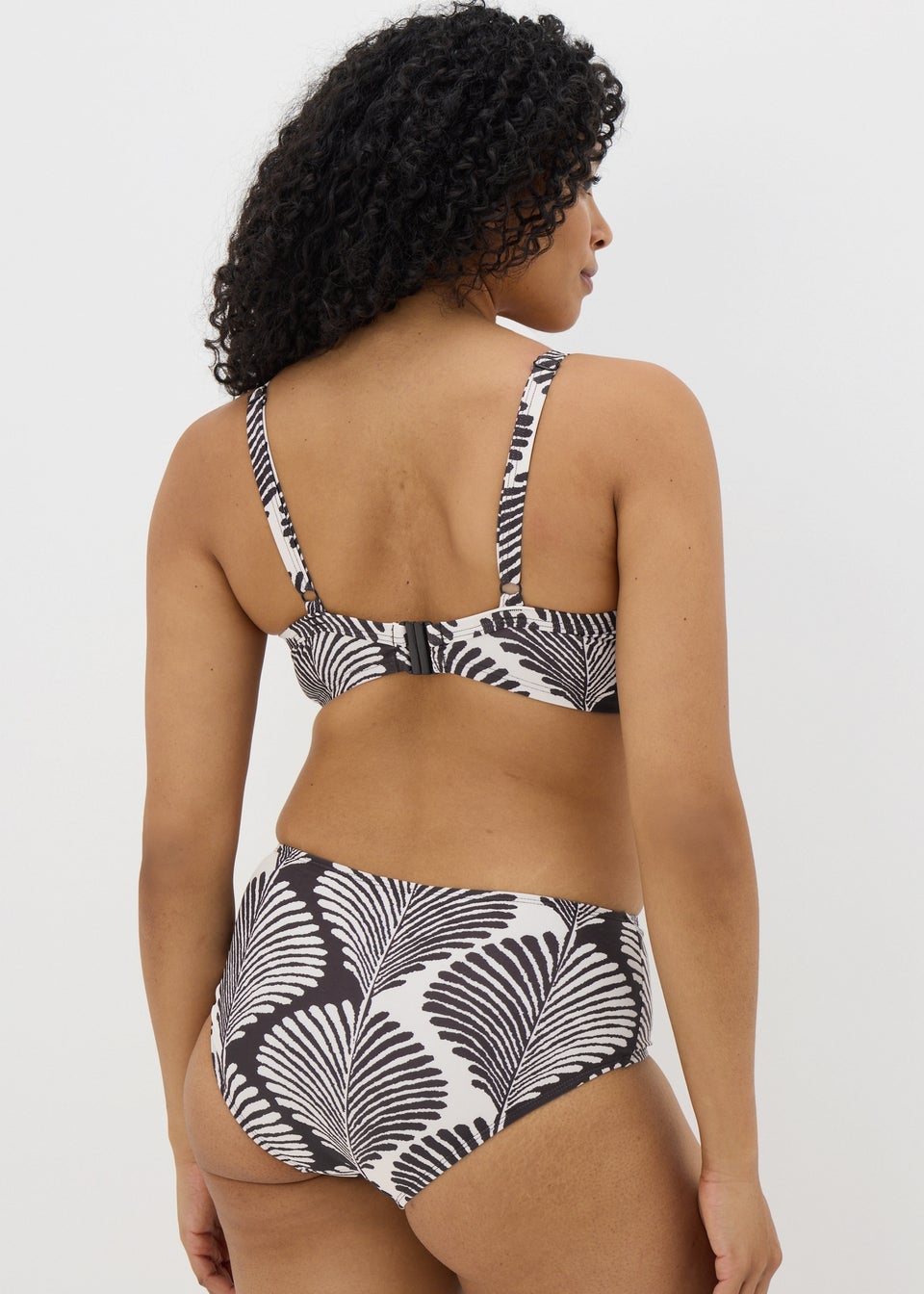 DD+ Black Mono Shell Print Midi Bikini Bottoms