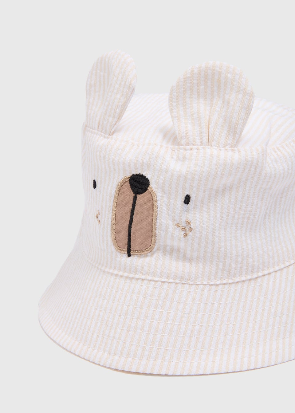 Baby Beige Stripe Bear Bucket Hat (Newborn-24mths)