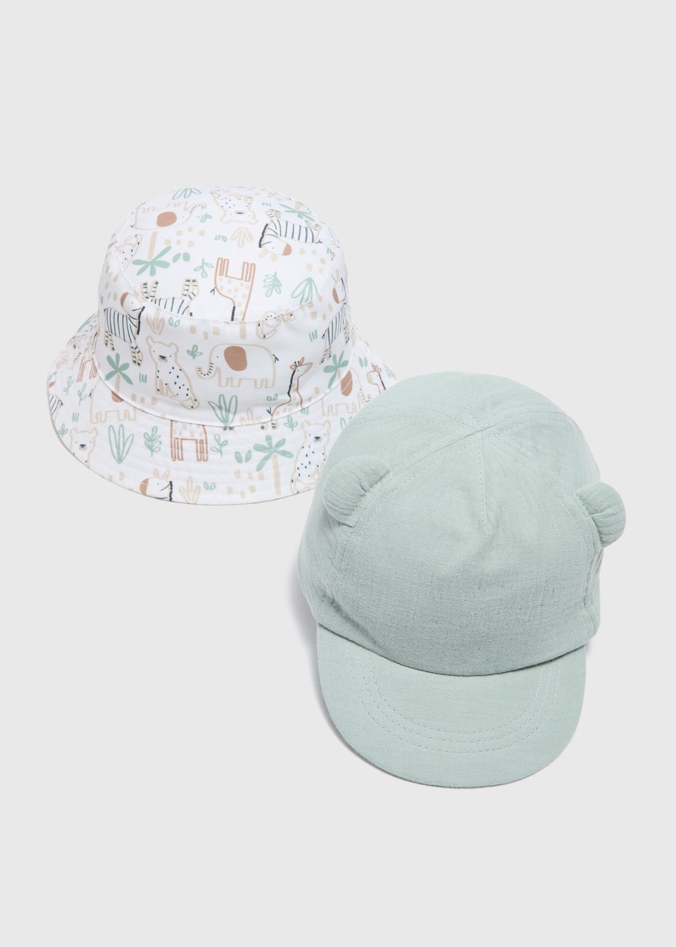 2 Pack Baby Multicolour Safari Hats (Newborn-24mths)