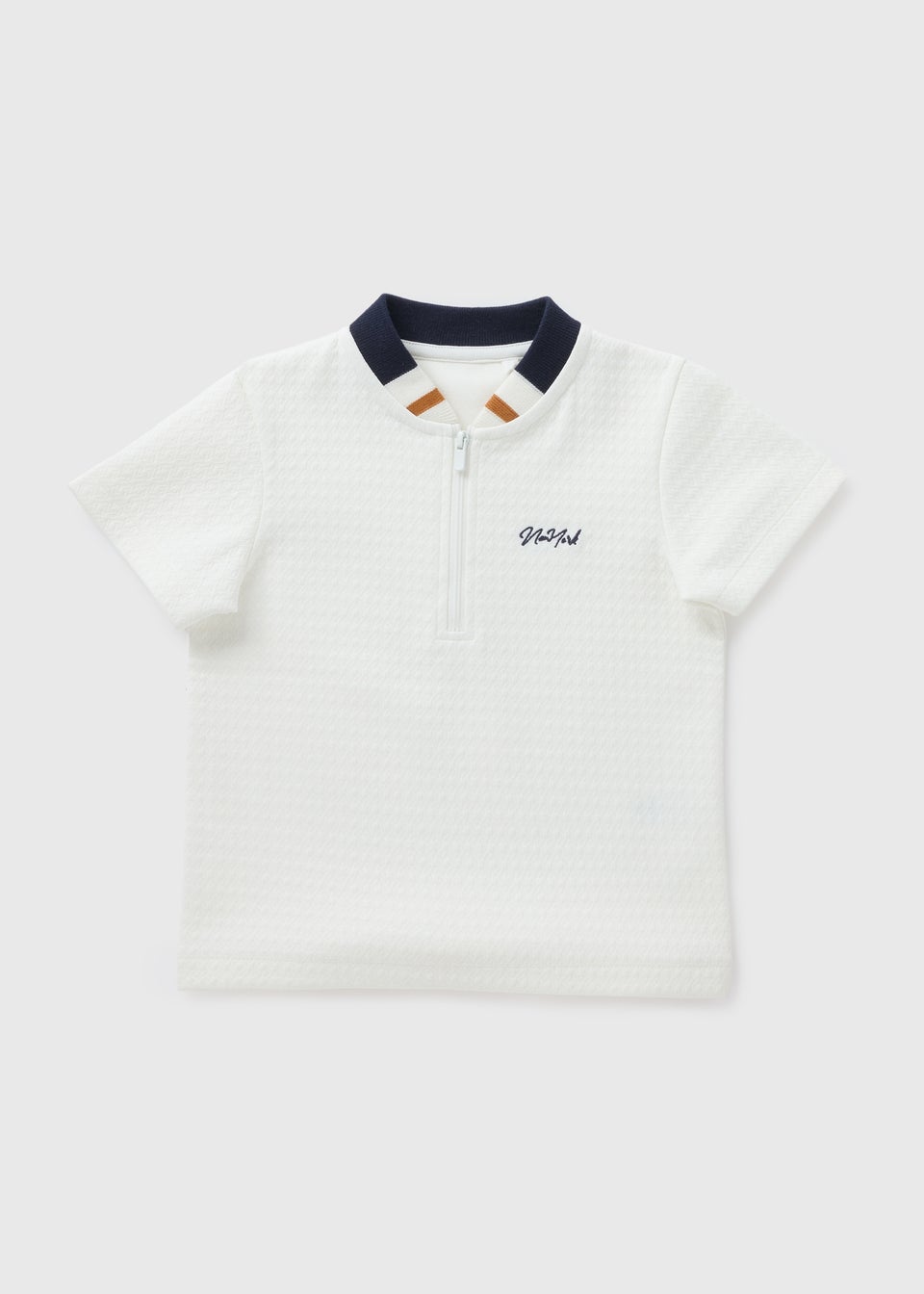 Boys Ecru Textured Baseball Polo Shirt (1-7yrs)