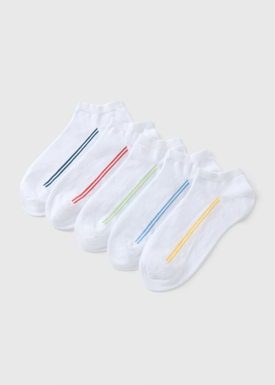 5 Pack White Stripe Trainer Socks