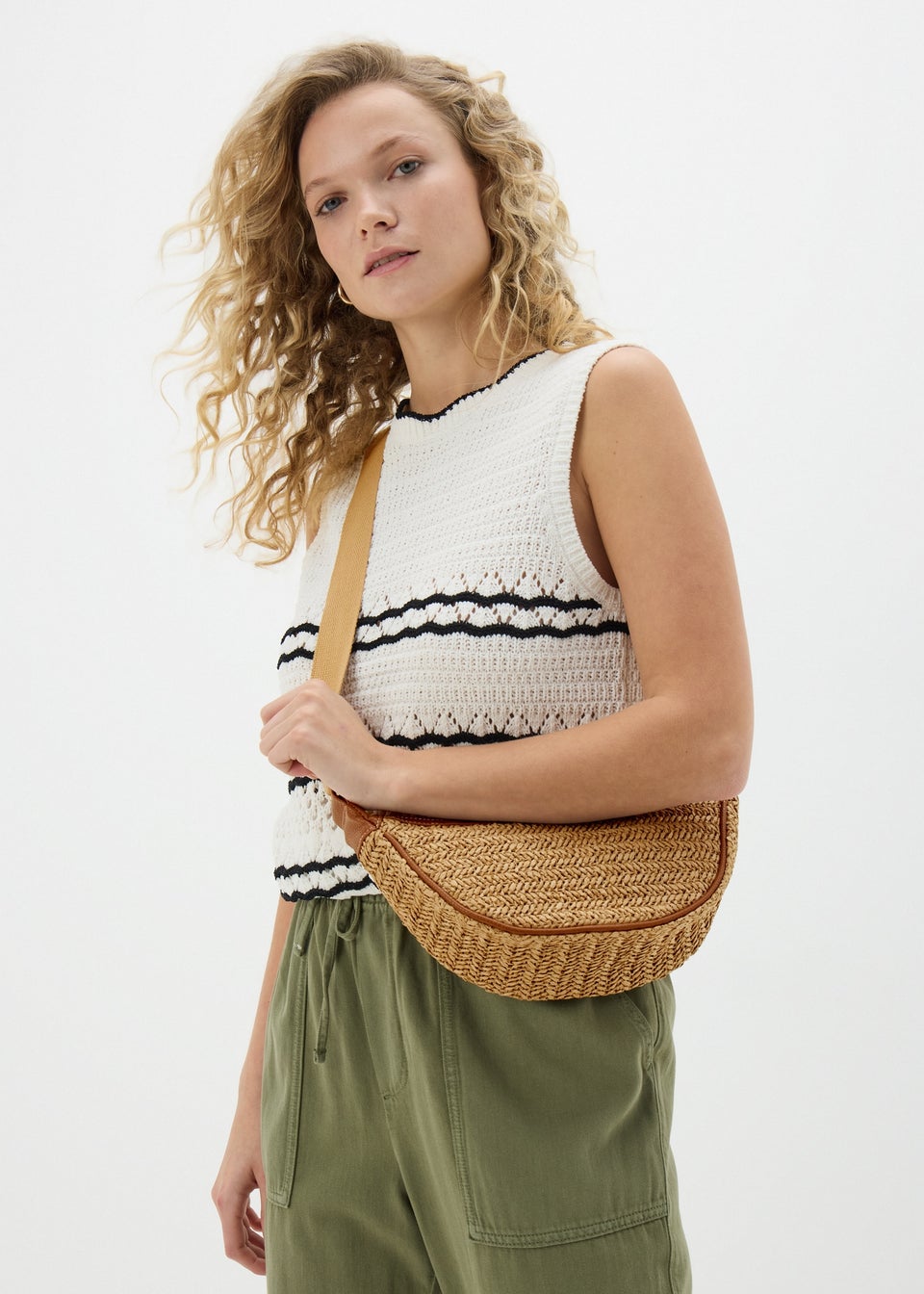 Natural Straw Cross Body Bag