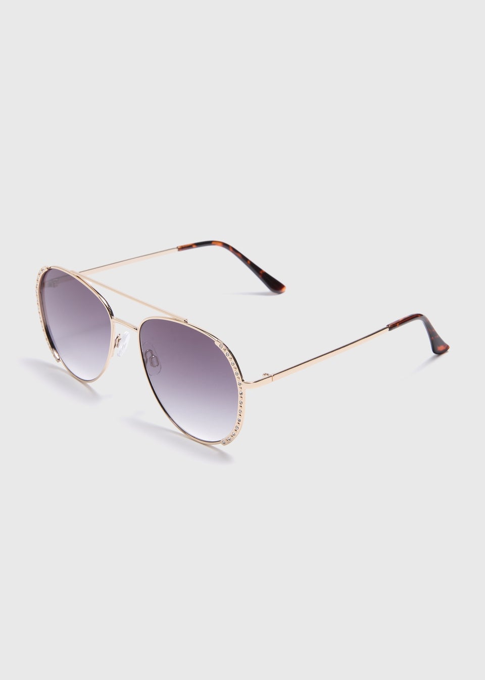 Gold Diamante Aviator Sunglasses