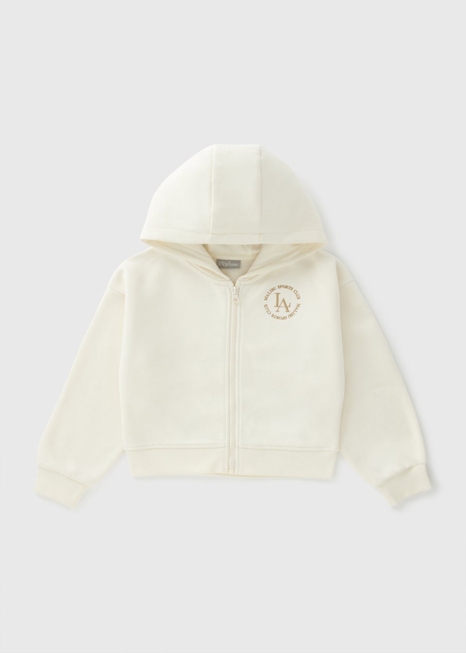 Girls Cream Cropped Zip Up Hoodie (7-15yrs)
