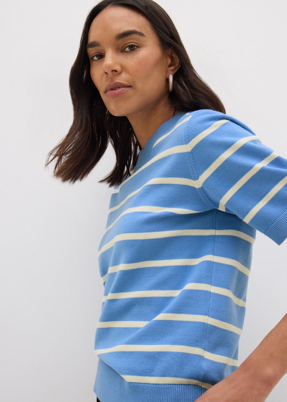 Et Vous Blue Stripe Short Sleeve Jumper