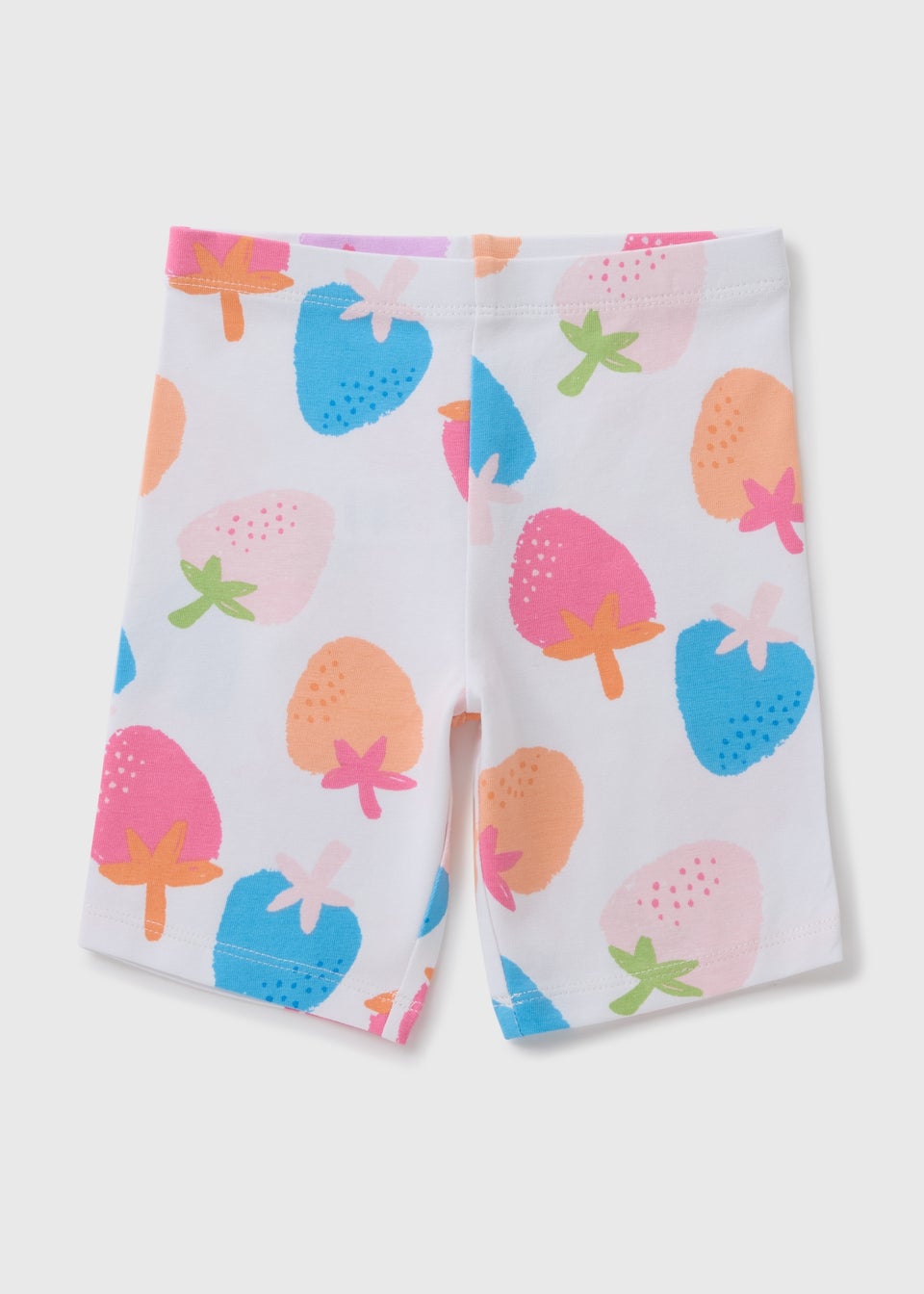 Girls White Strawberry Cycling Shorts (1-7yrs)