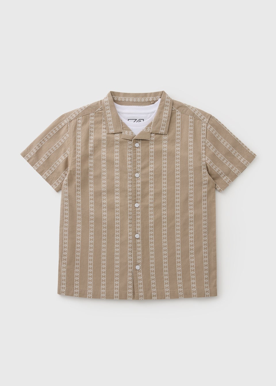 Boys Stone Textured Shirt & T-Shirt Set