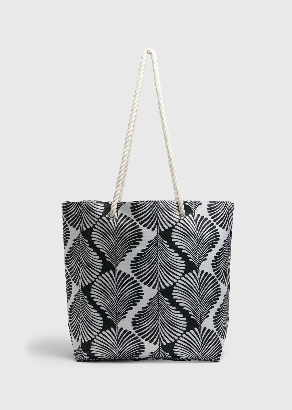 Black Monochrome Rope Beach Bag