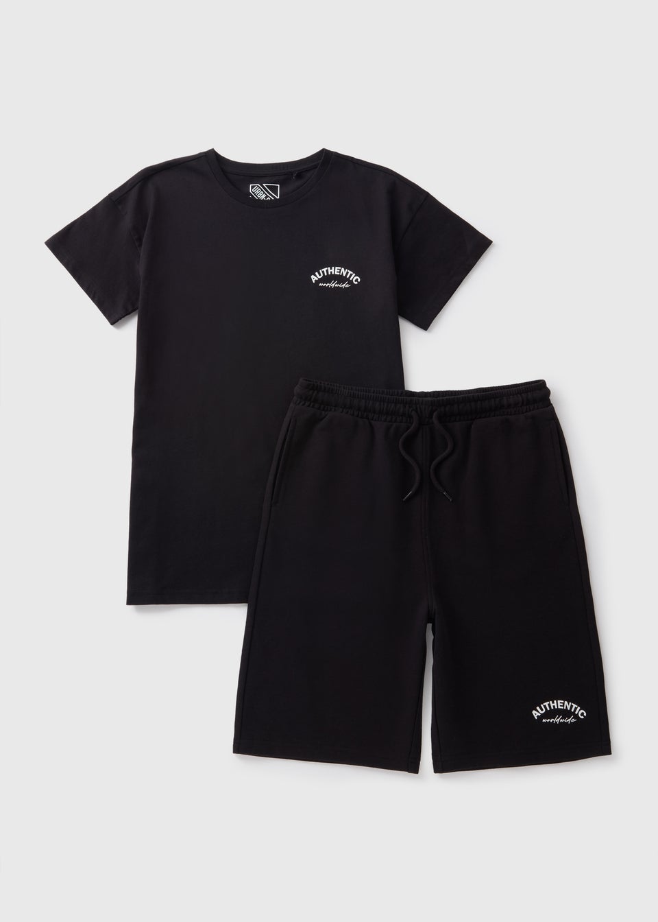 Boys Black Authentic Top & Shorts Set (7-15yrs)