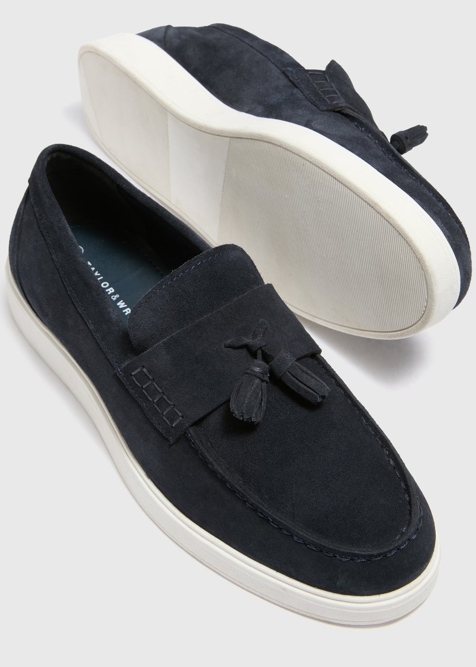 Navy Cupsole Suede Loafers