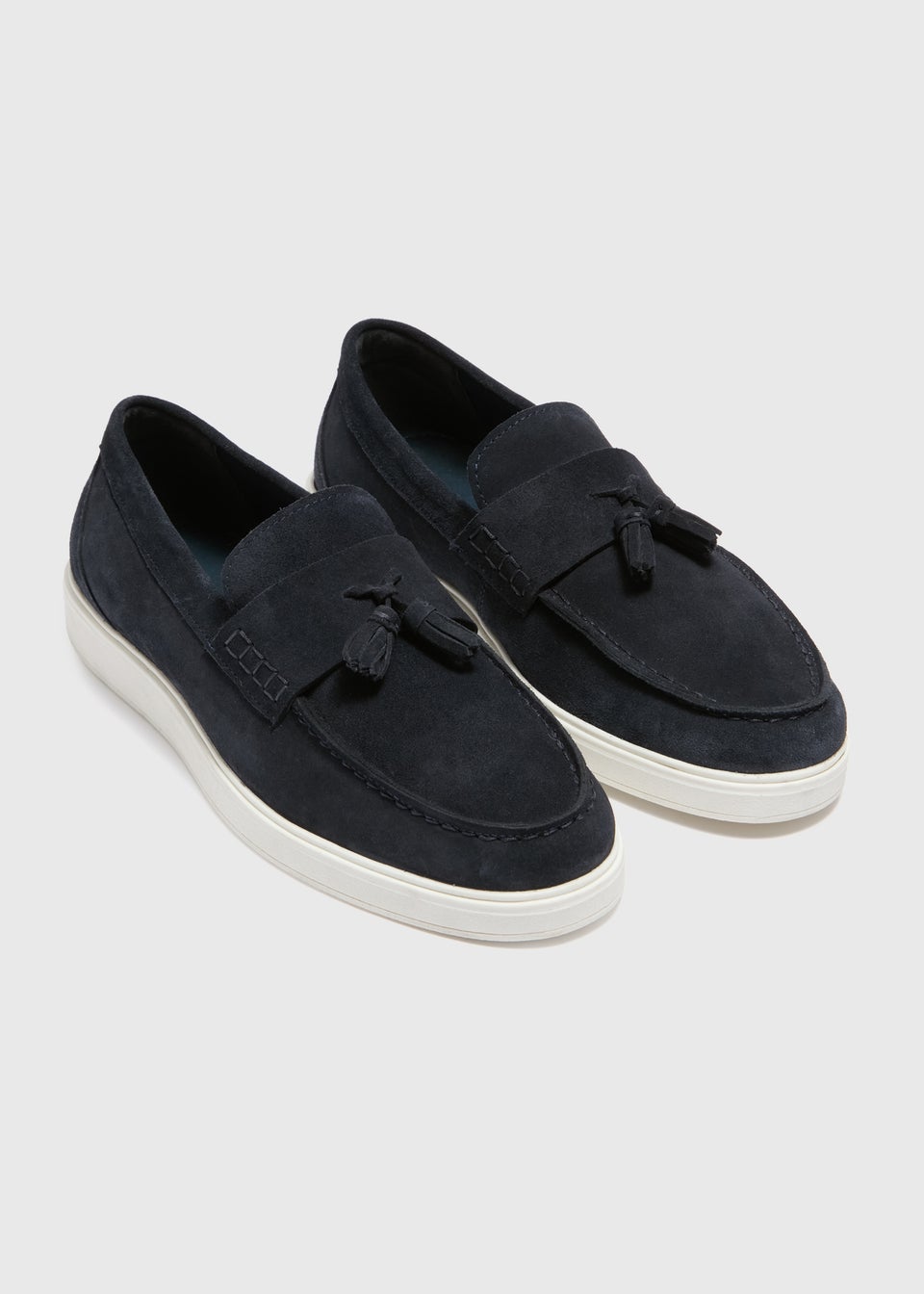 Navy Cupsole Suede Loafers