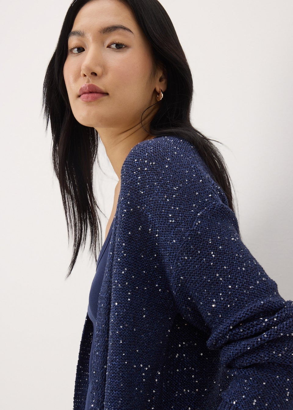 Navy Sequin Sparkle Cardigan