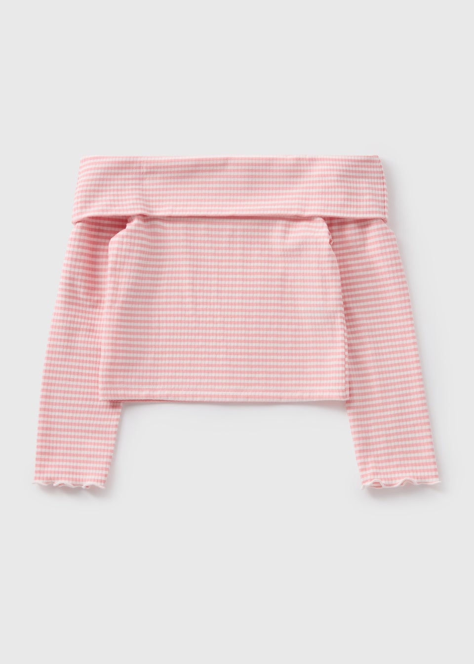 Pink Stripe Long Sleeve Bardot Top (7-15yrs)