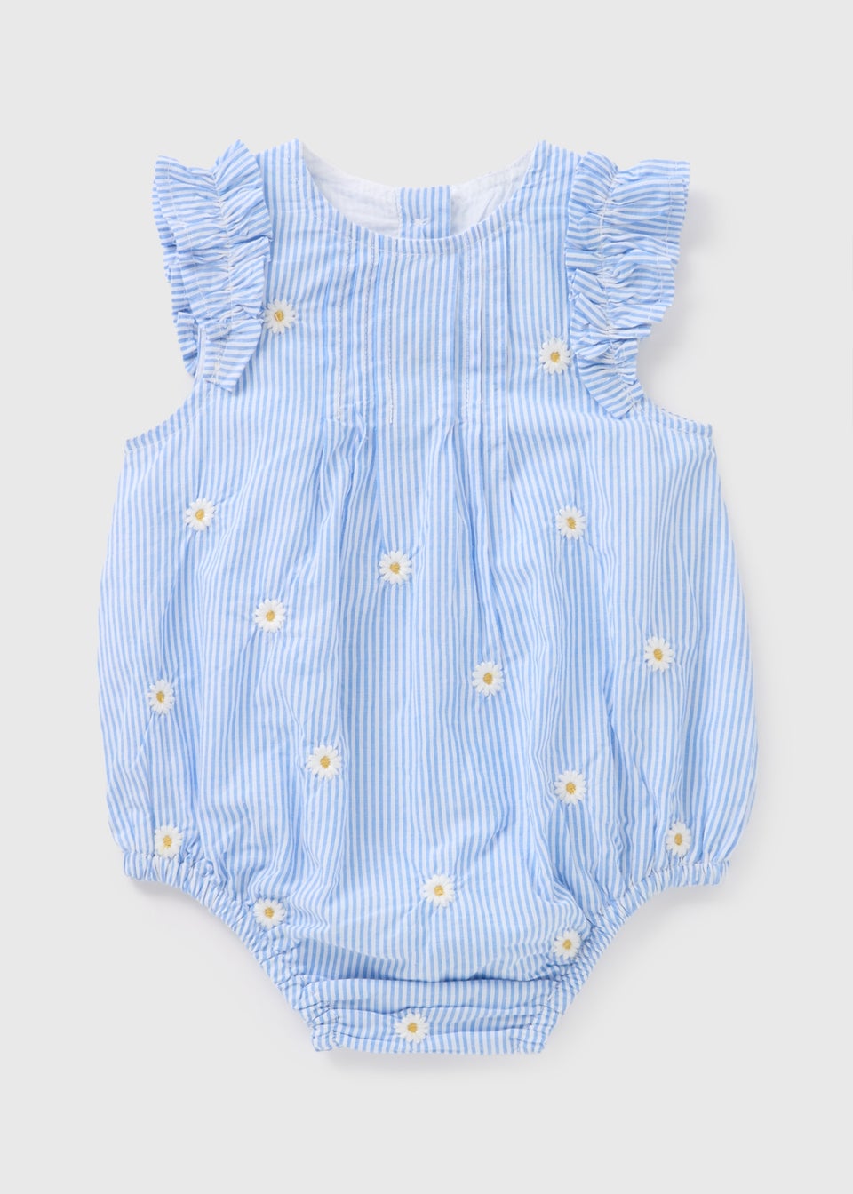 Baby Blue Stripe Daisy Romper (Newborn-23mths)