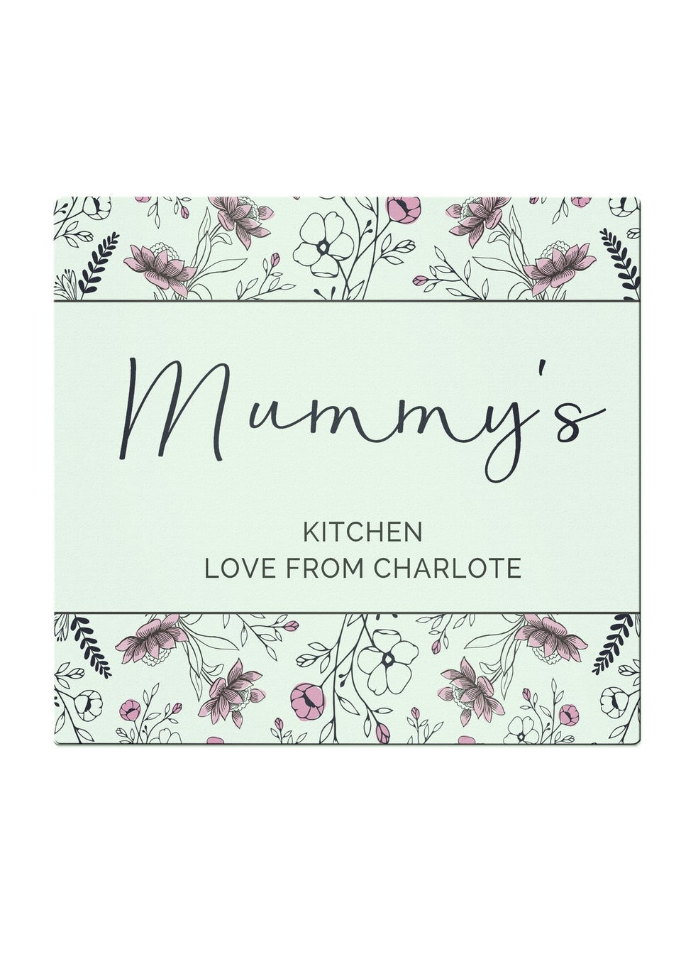 Personalised Memento Company Pink Floral Clear Glass Chopping Board