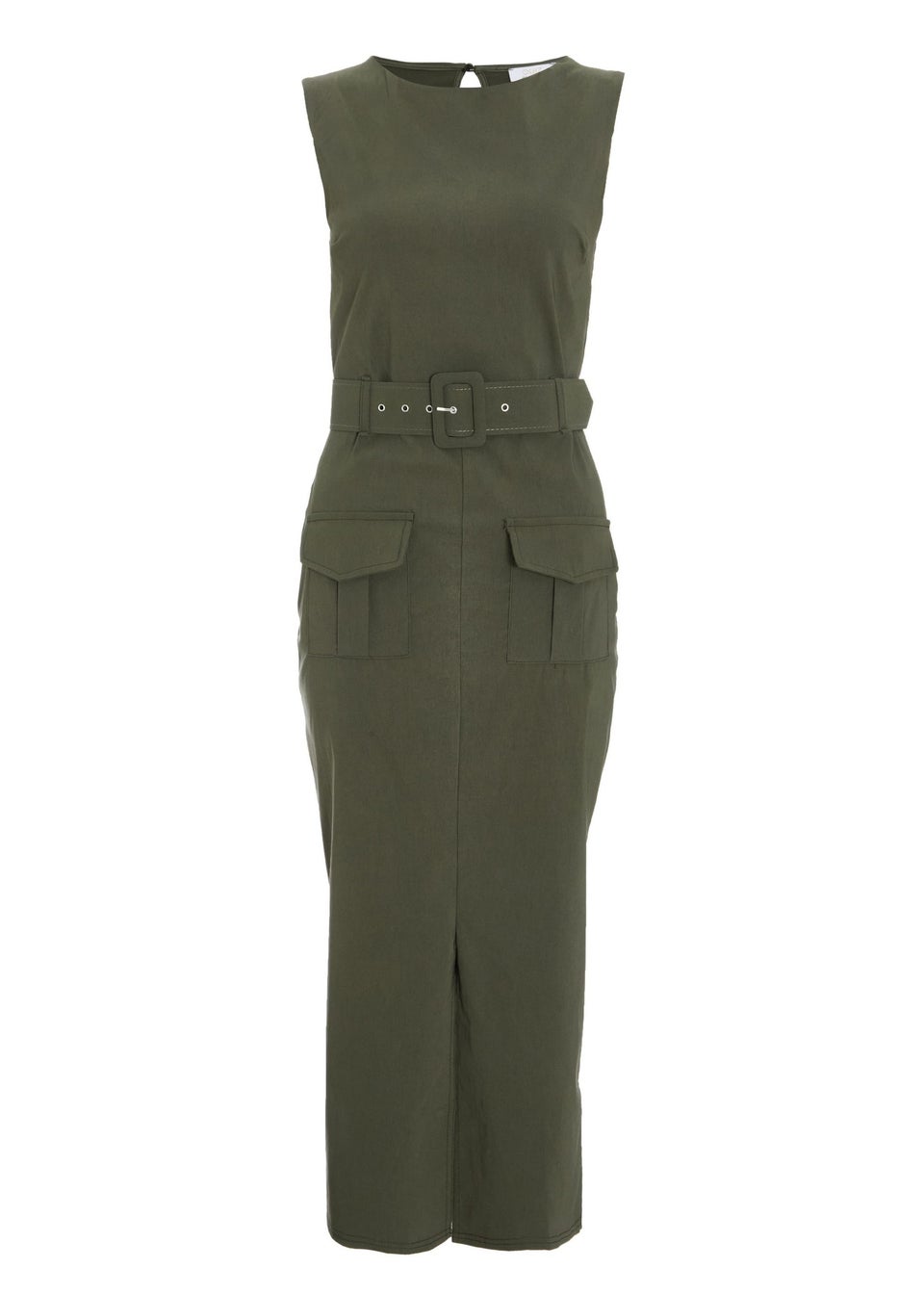 Quiz Khaki Cargo Split Front Midi Dress Matalan