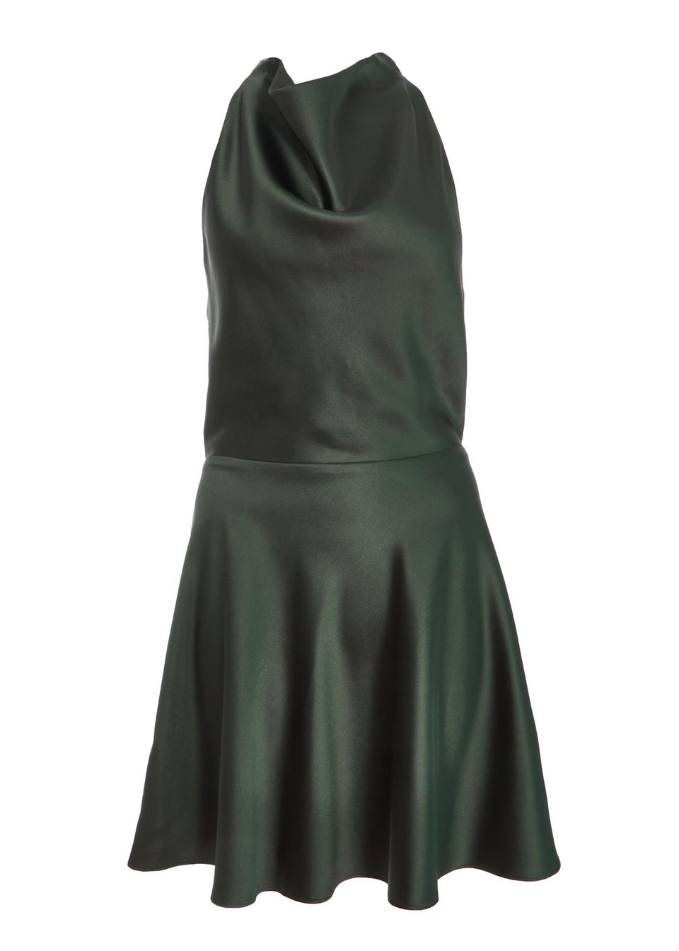 Quiz Green Satin Mini Skater Dress