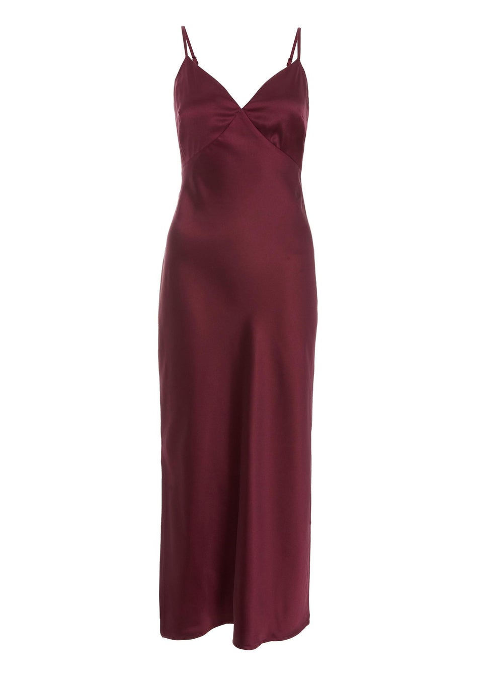 Quiz Burgundy Satin Slip Style Midaxi Dress Matalan