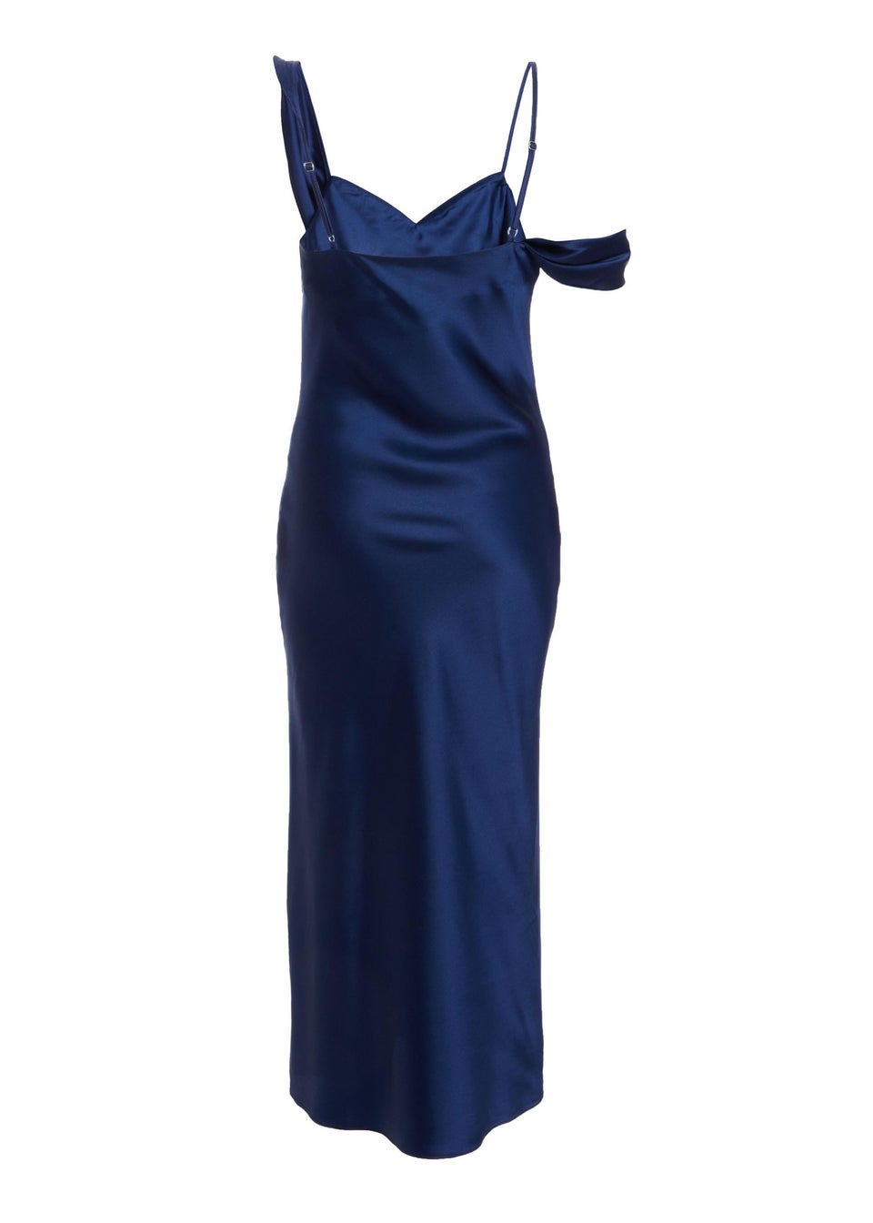 Quiz Navy Petite Satin Drop Shoulder Maxi Dress