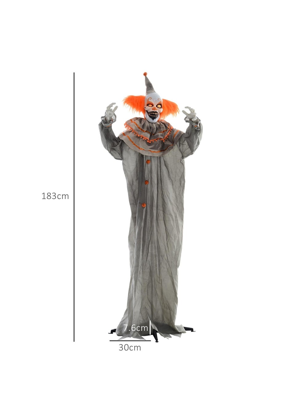 HOMCOM Orange Classic Clown Outdoor Halloween Decoration (183cm 72")