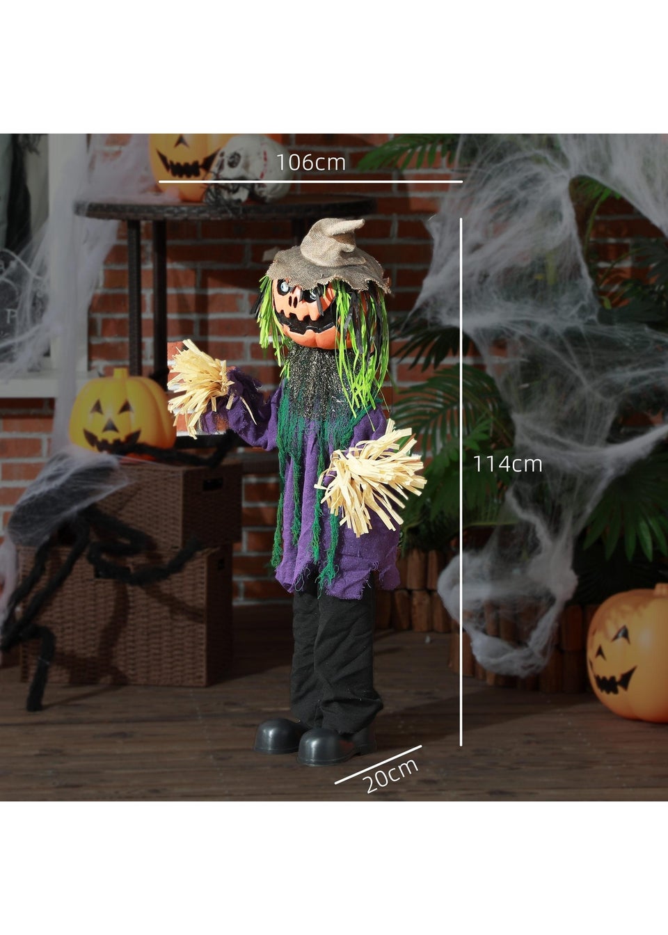HOMCOM Pumpkin Outdoor Halloween Decoration (114cm 45")