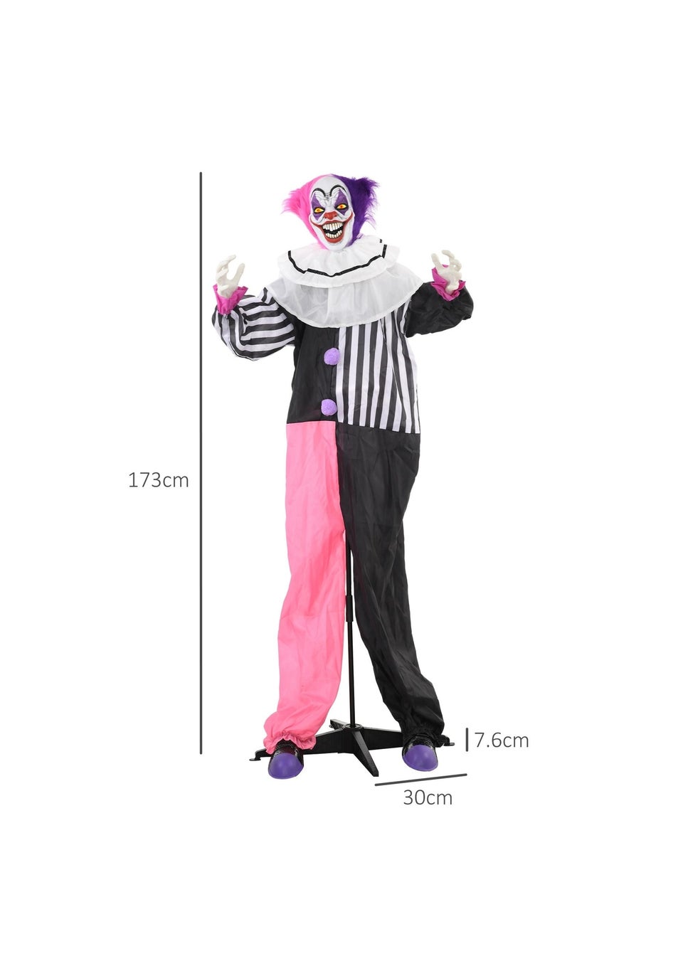 HOMCOM Laughing Clown Outdoor Halloween Decoration (173cm 68")