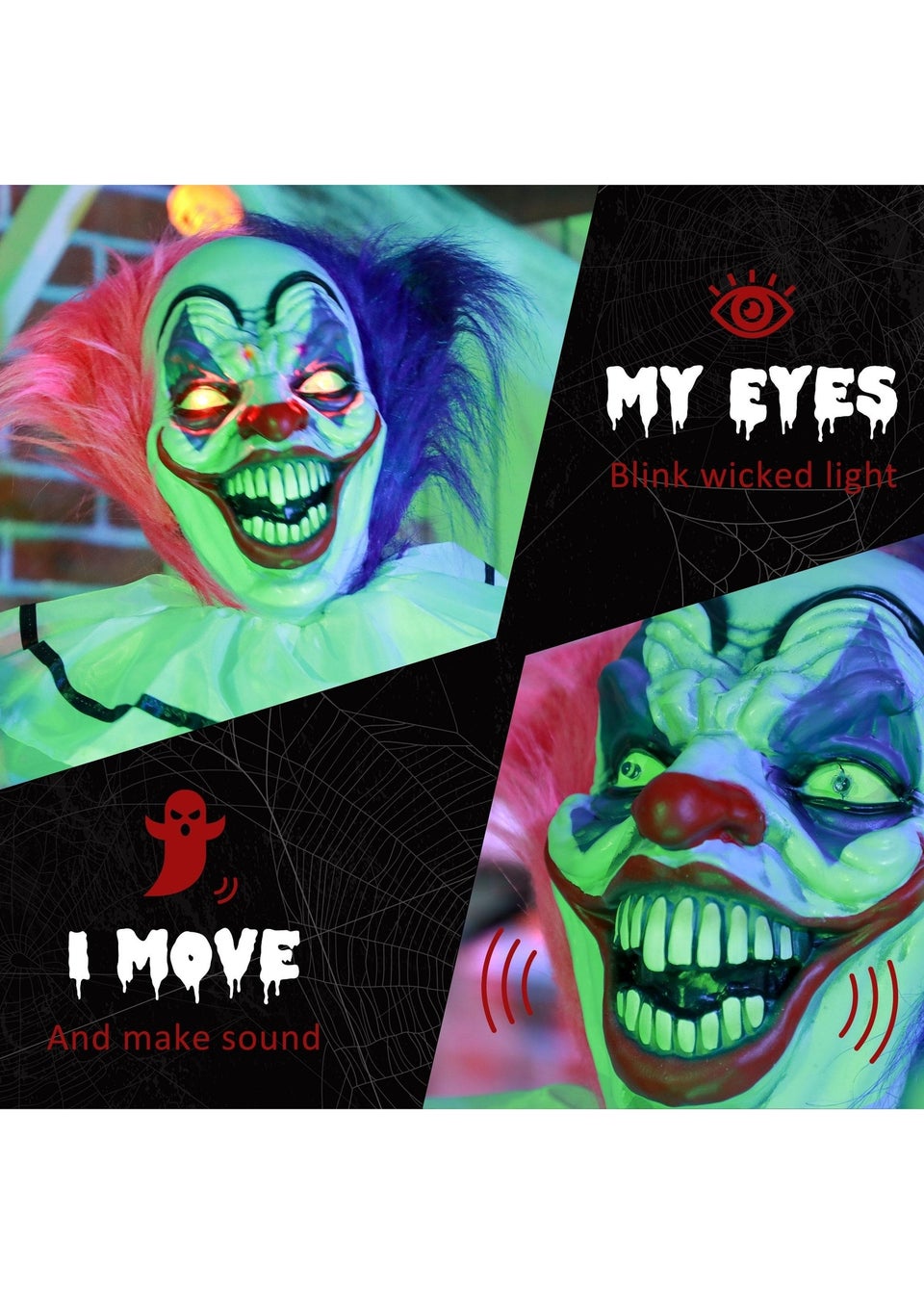 HOMCOM Laughing Clown Outdoor Halloween Decoration (173cm 68")