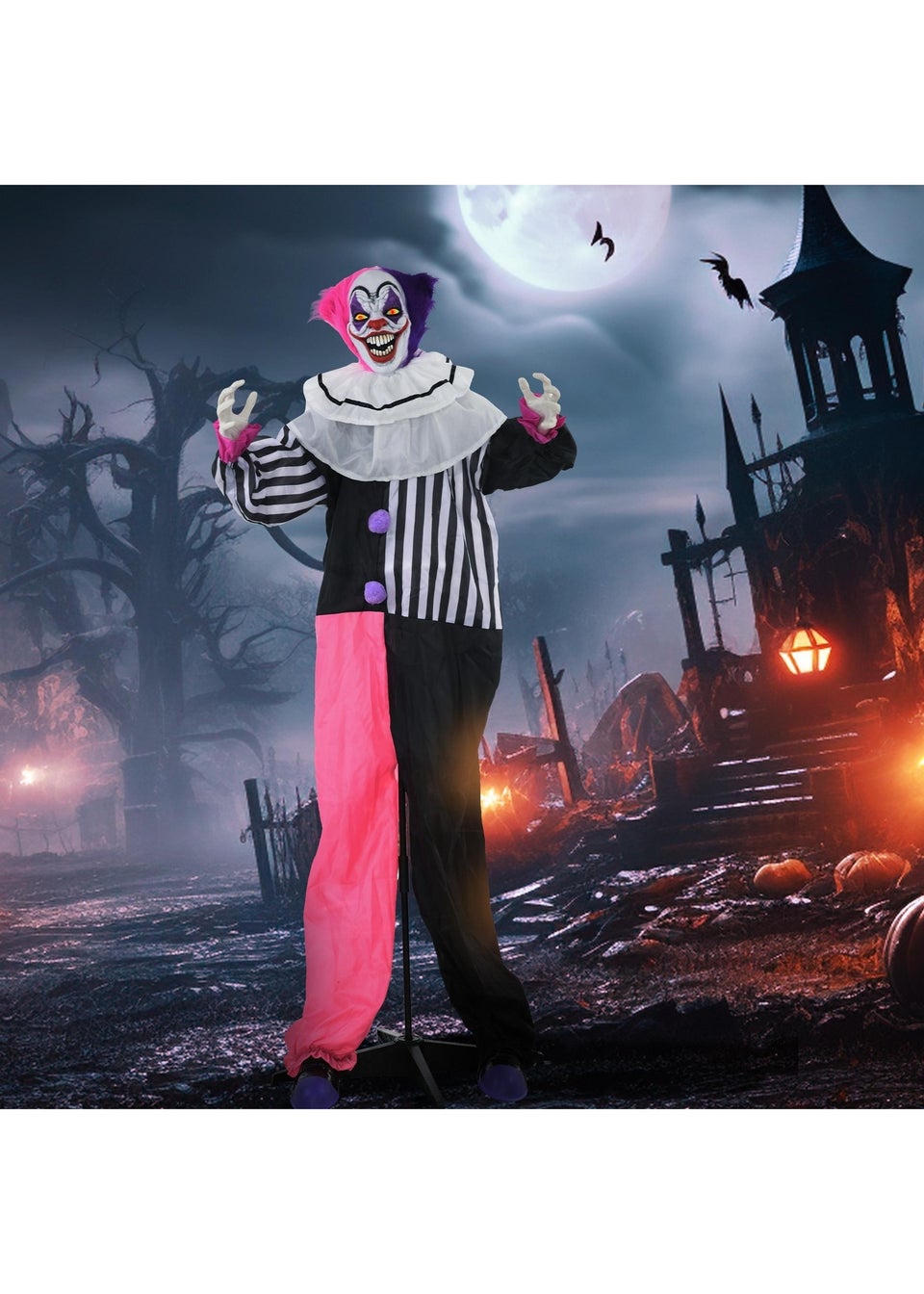 HOMCOM Laughing Clown Outdoor Halloween Decoration (173cm 68")