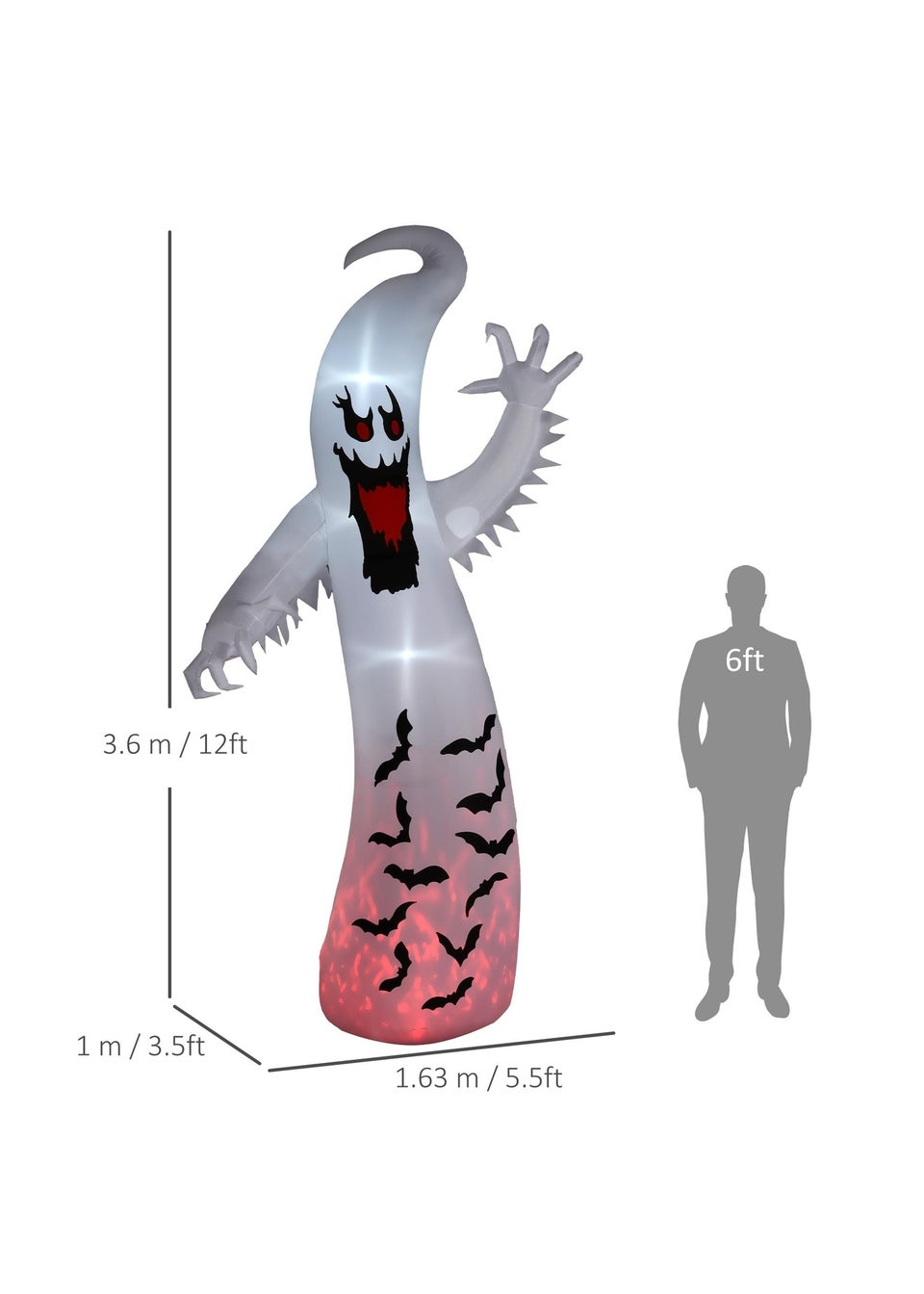 Outsunny Halloween Inflatable Spooky Ghost (11.8FT)