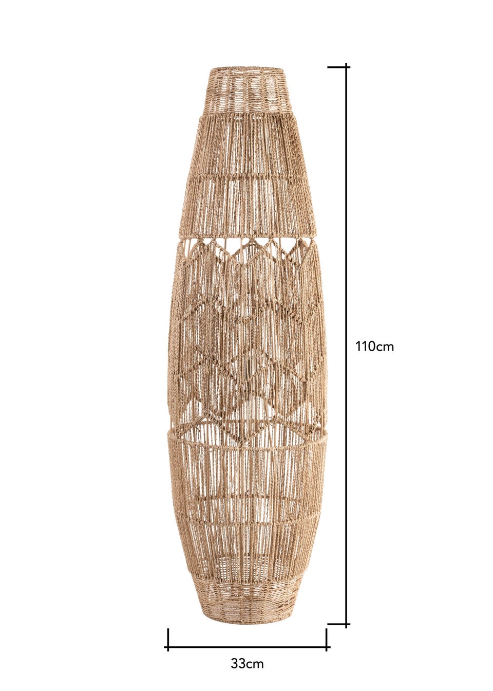 BHS Natural Jute Woven String Floor Lamp (110cm x 33cm)