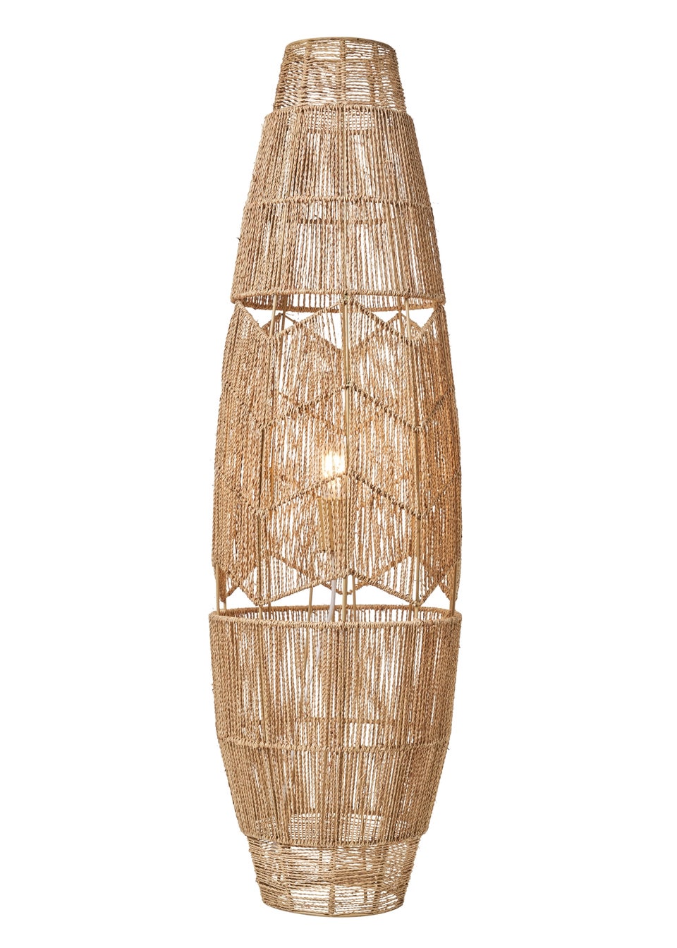 BHS Natural Jute Woven String Floor Lamp (110cm x 33cm)