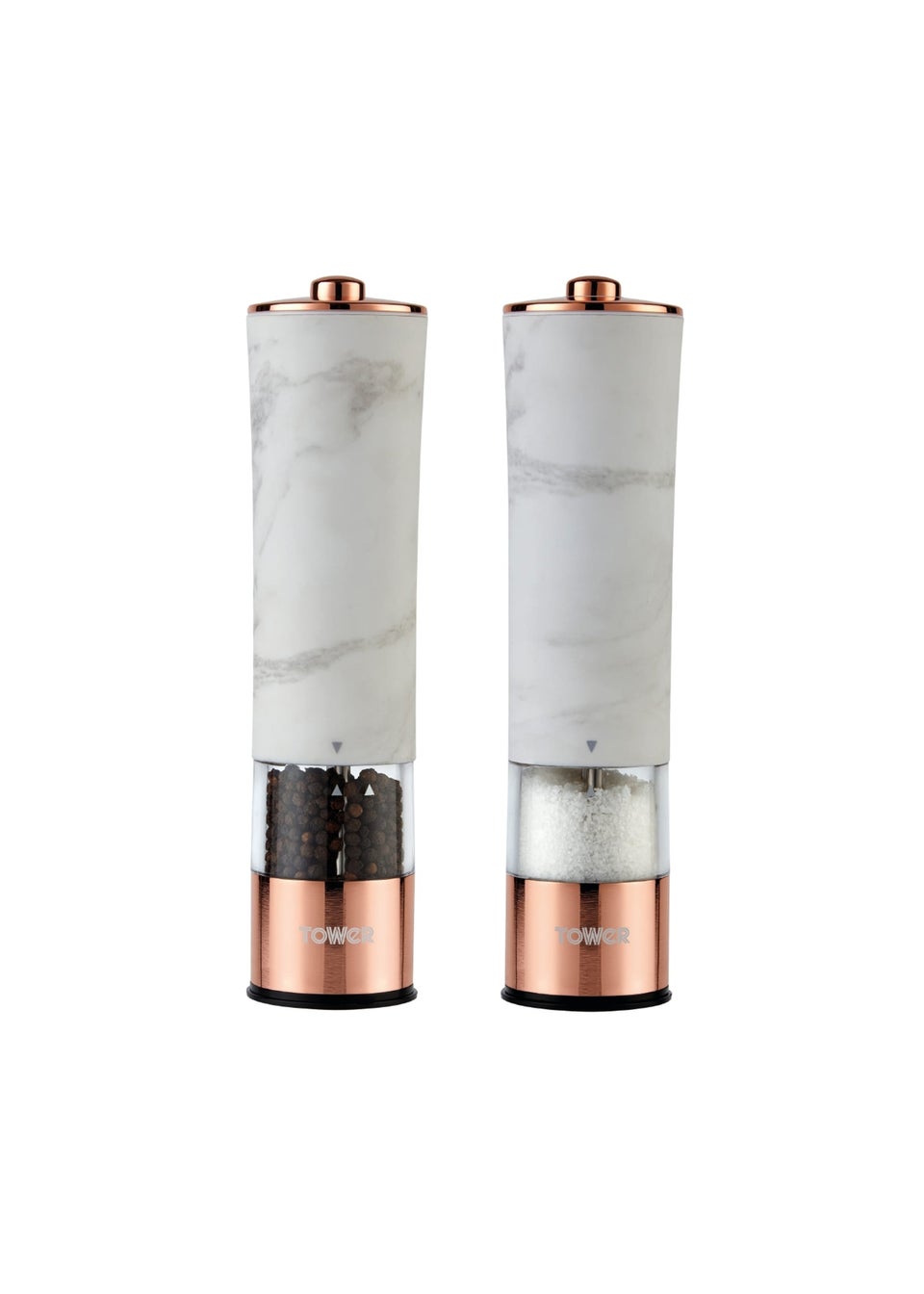 Tower Marble White And Rose Gold Electric Salt & Pepper Mill