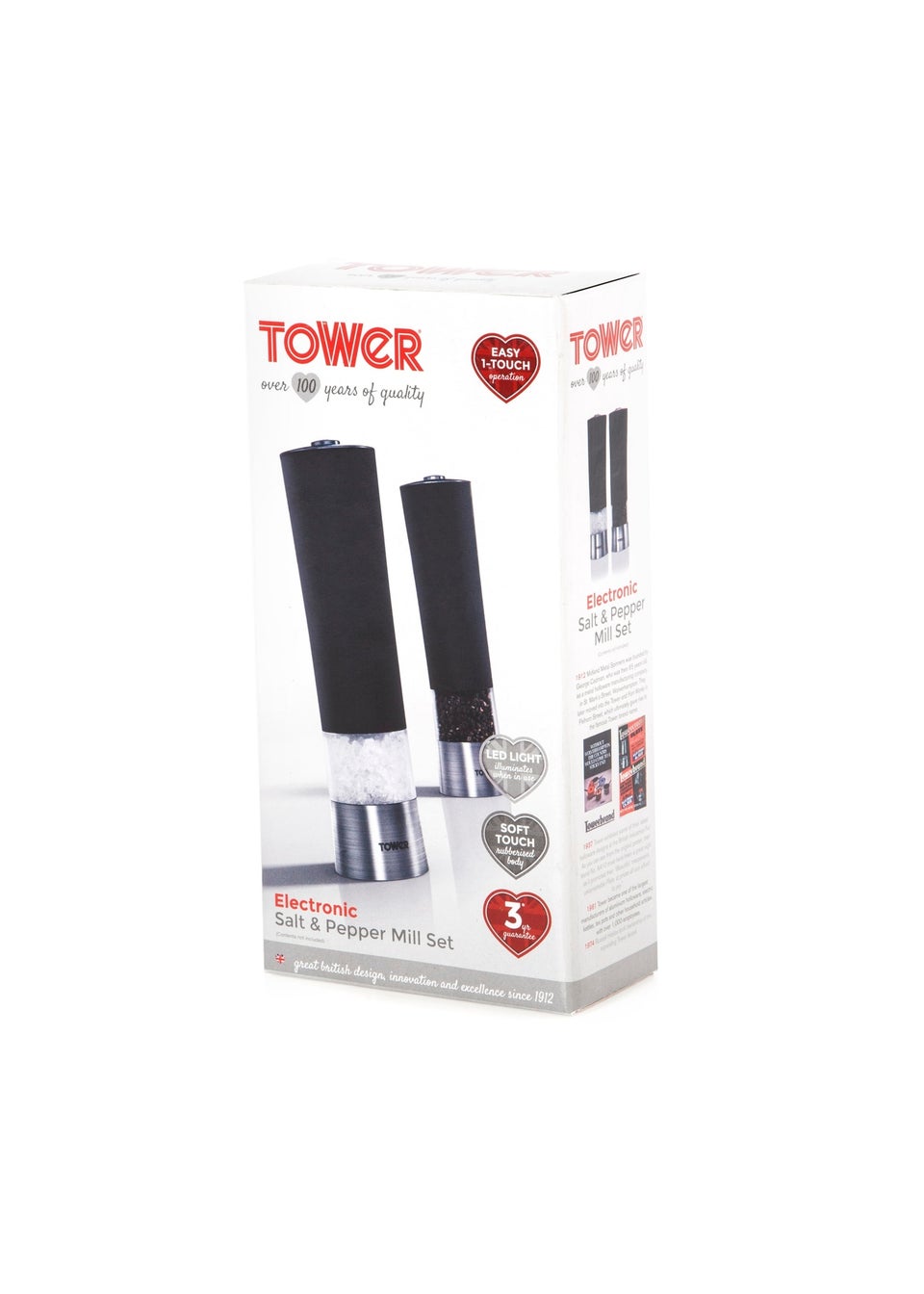 Tower Twin Pack Black Electric Salt & Pepper Mill
