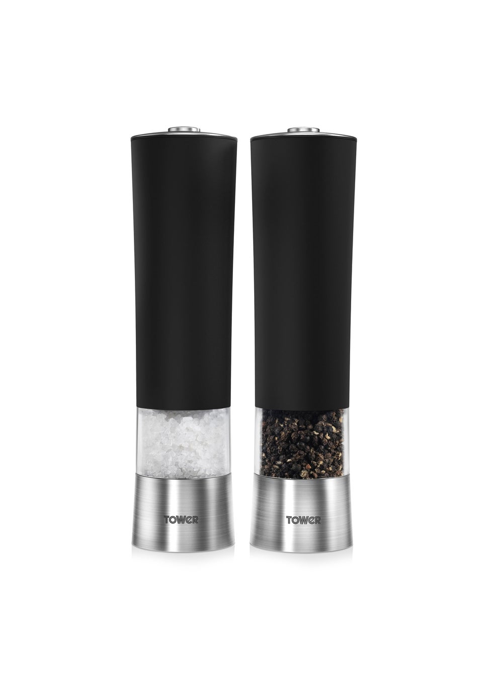Tower Twin Pack Black Electric Salt & Pepper Mill