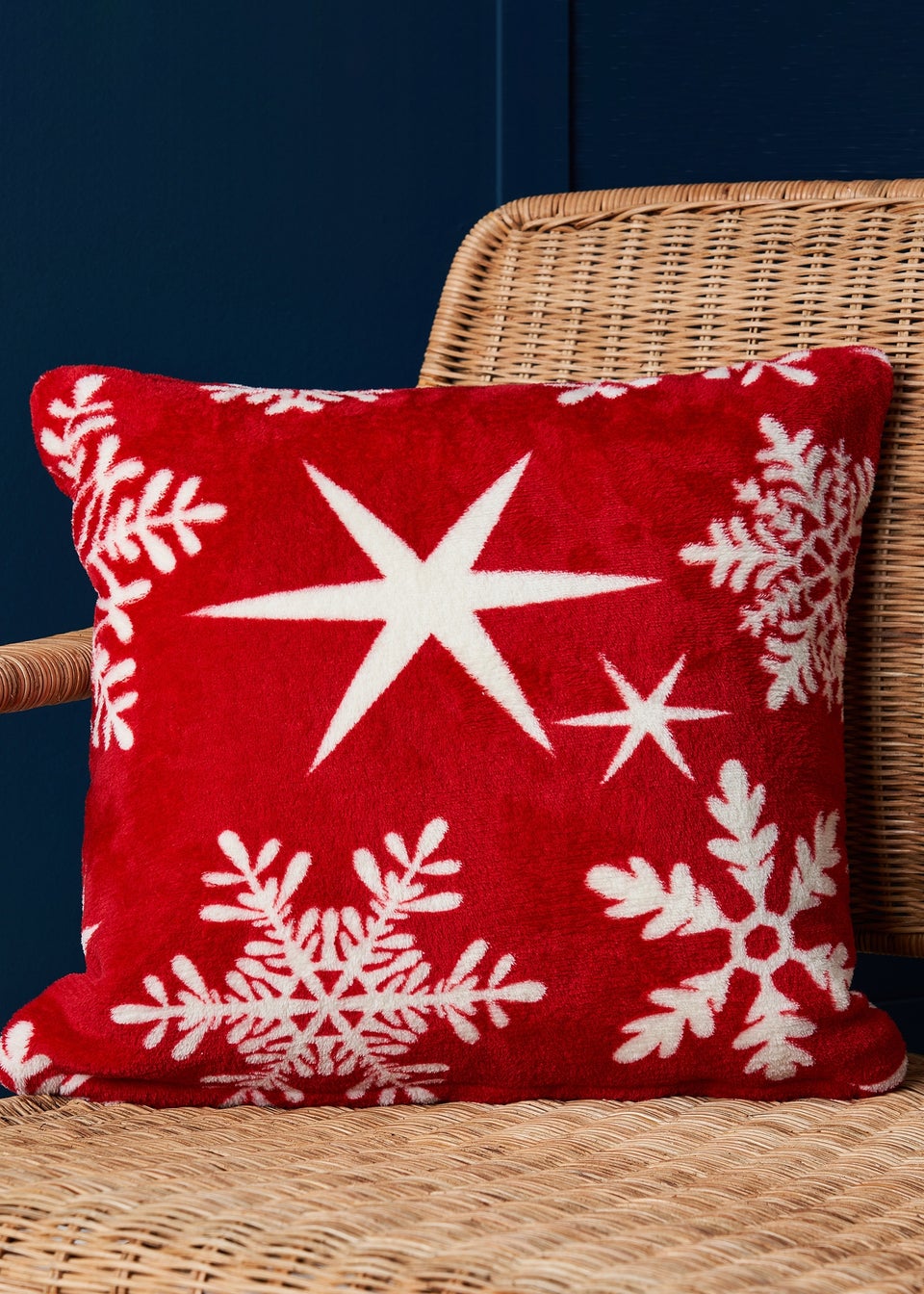 BHS Red Christmas Snow Flake Cushion Matalan