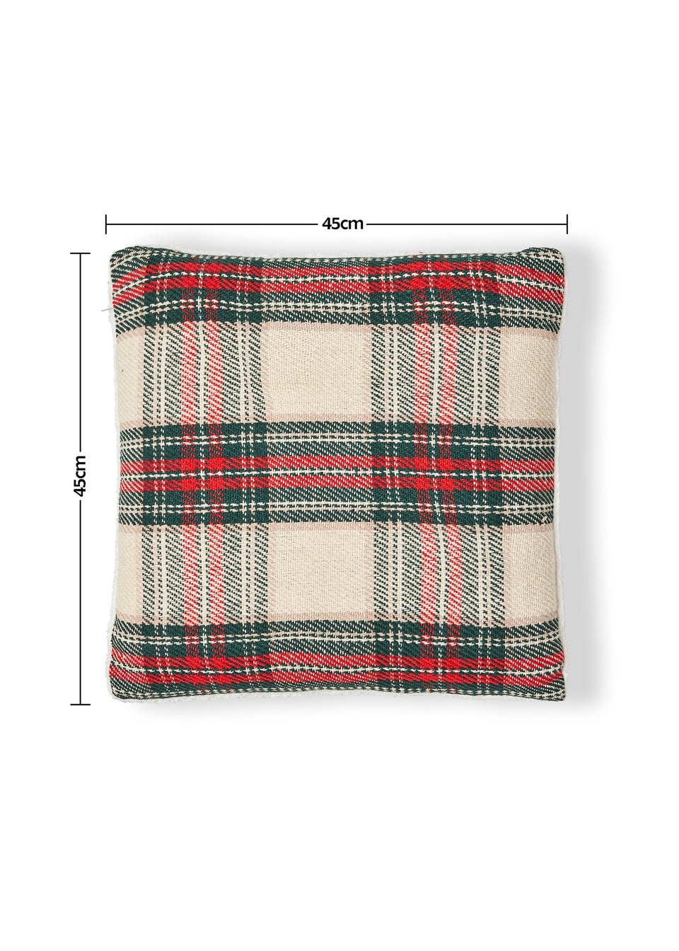 BHS Check Cushion with Faux-Shearling Back