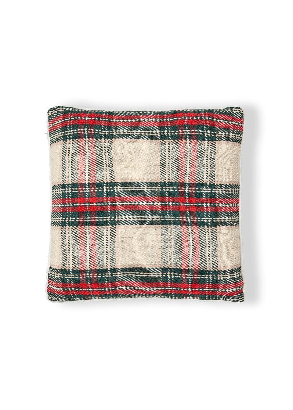 BHS Check Cushion with Faux-Shearling Back