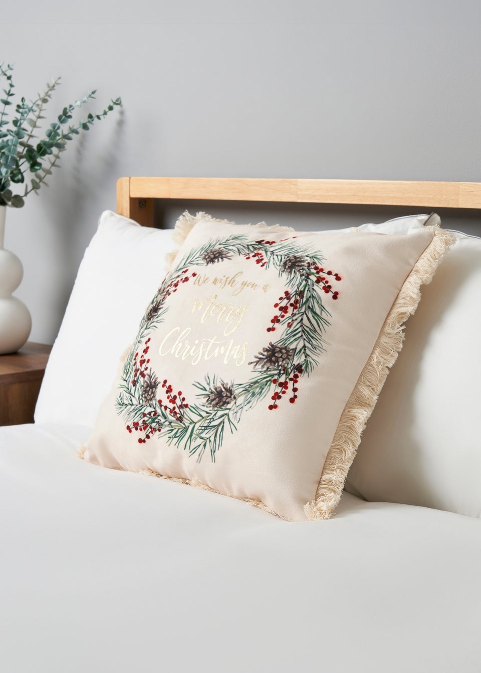 BHS Cream Wreath Cushion