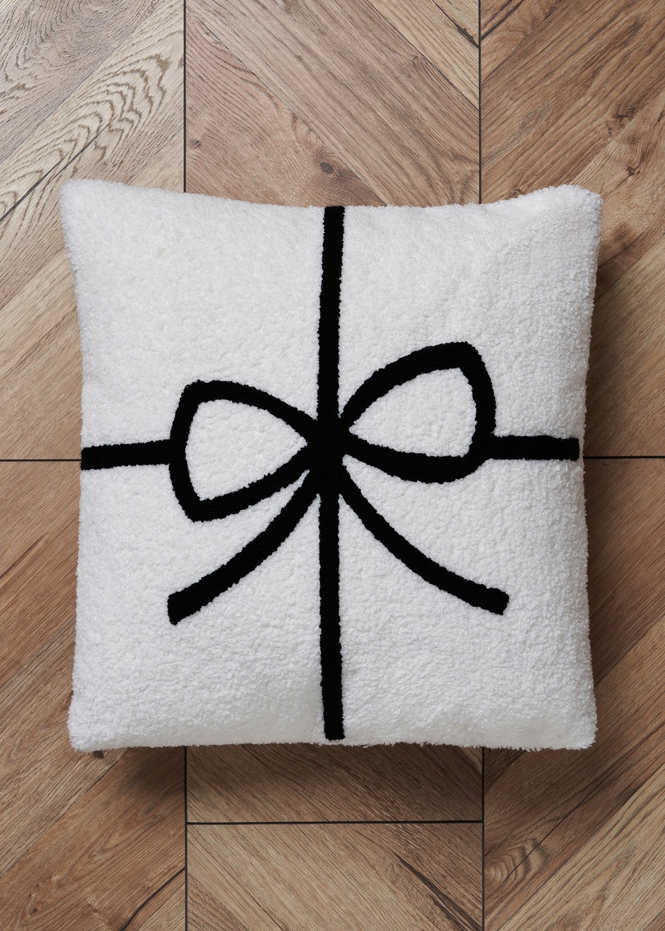 BHS  Black/White Christmas Gift Wrap Boucle Cushion