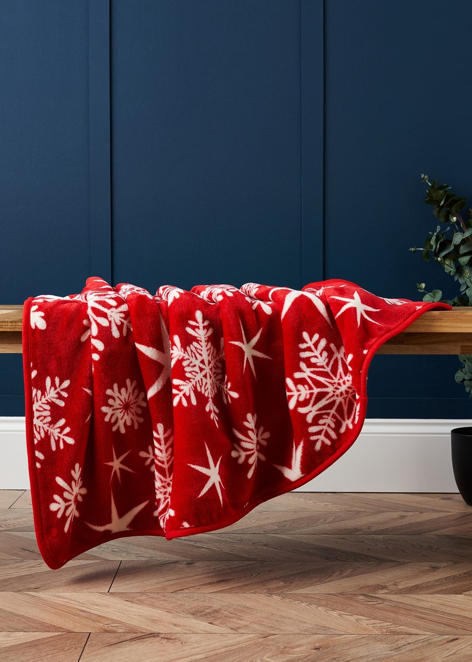 BHS Red Christmas Snow Flake Throw Matalan