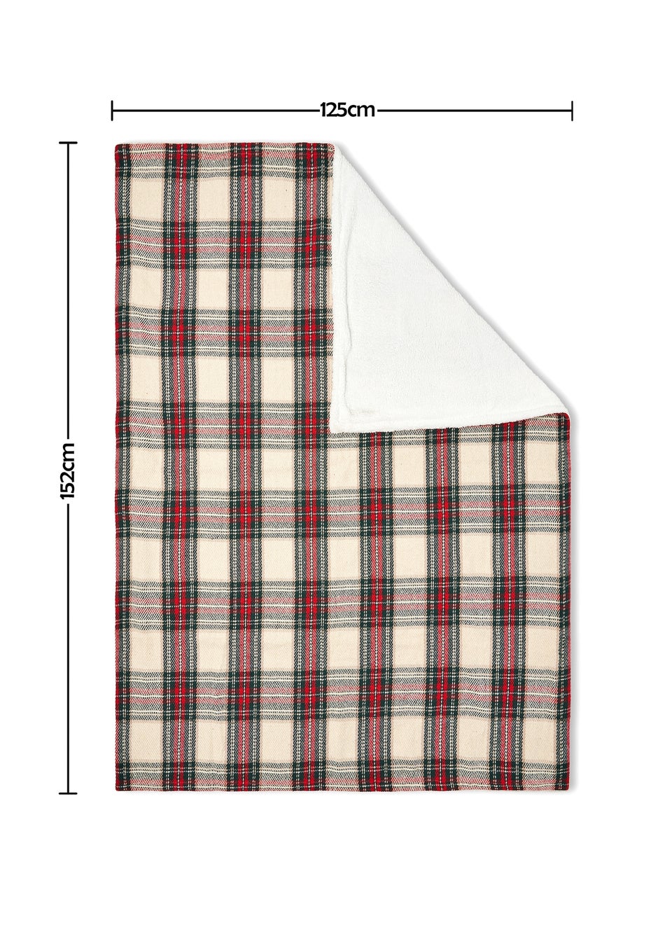 BHS Check Throw with Faux-Shearling Back