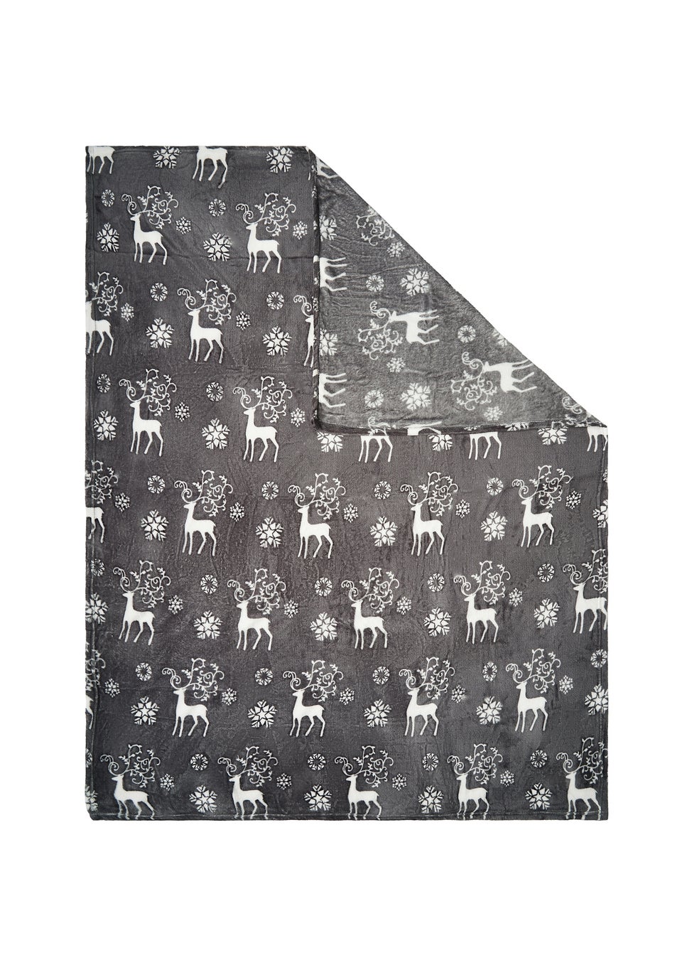 BHS Grey Christmas Stag Throw Grey