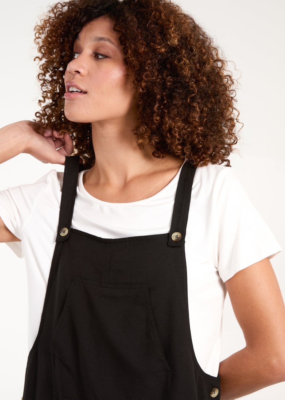 Blue Vanilla Black Dungaree With Buttons Matalan
